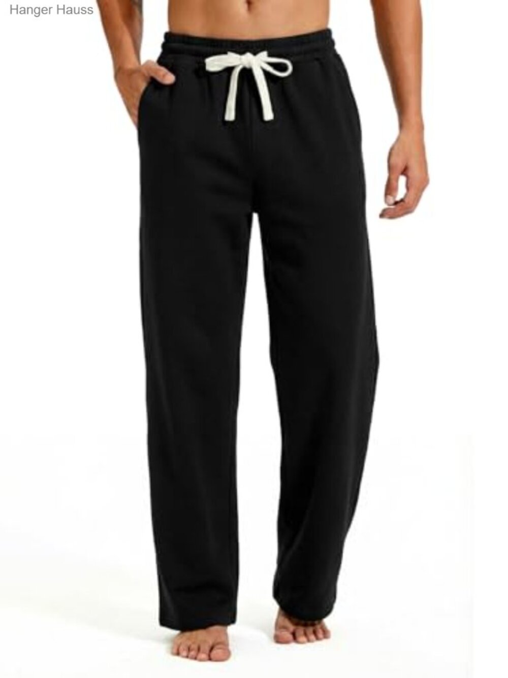 Men's Baggy Fleece Sweatpants Cotton Lounge Open Bottom Athletic Pants
